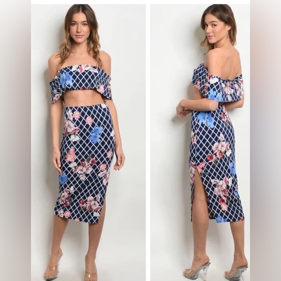 Kimcine Floral Two Piece Skirt Set size M, L - Picture 1 of 2